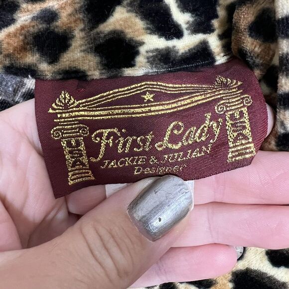 First Lady Jackie And Julian Maxi Dress 2XL Cheetah Mock Neck Mermaid 60s 70s - Picture 3 of 16